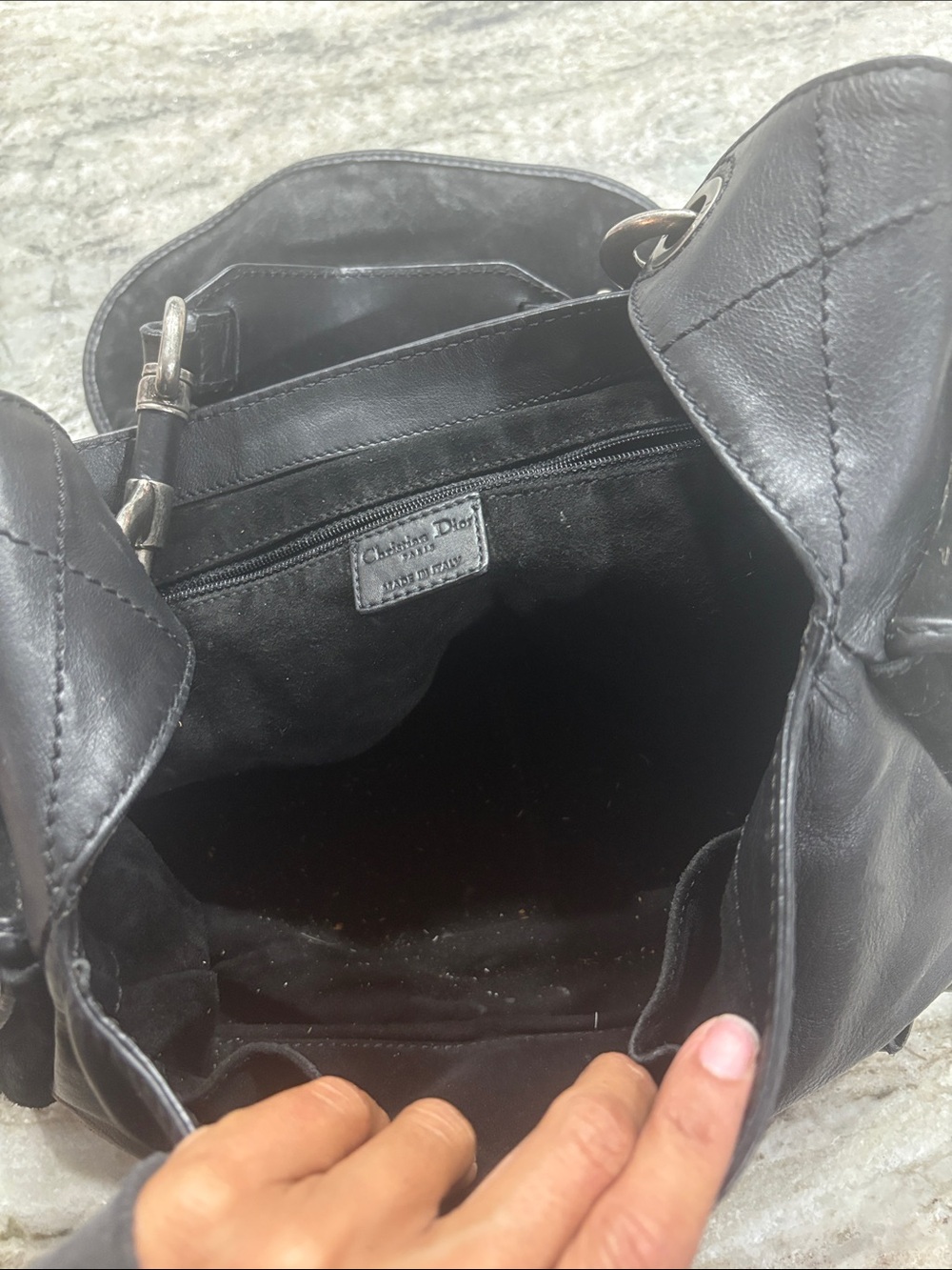 Dior Black Suede & Leather Shoulder Bag with Silver Hardware - Picture 3 of 6